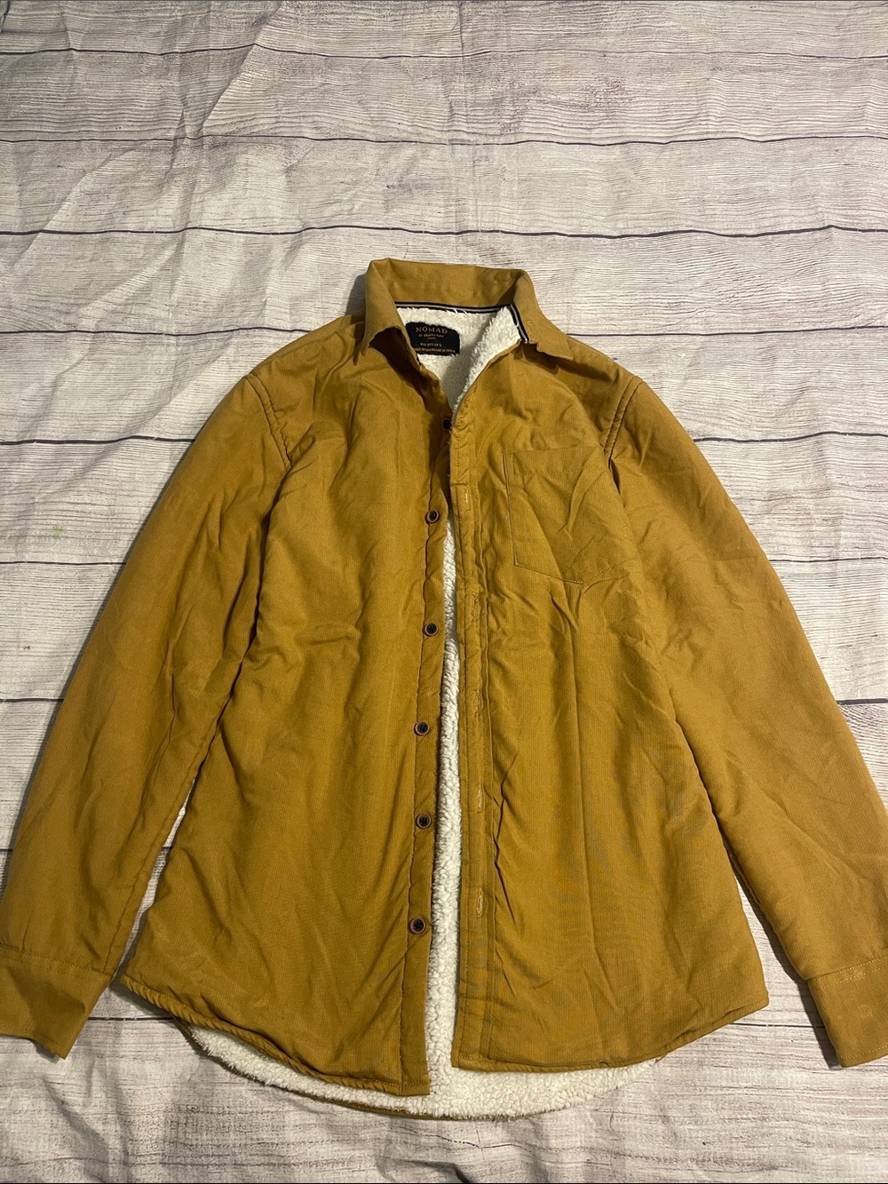 Boys Quilted Sherpa-Lined Jacket Shirt - Mustard